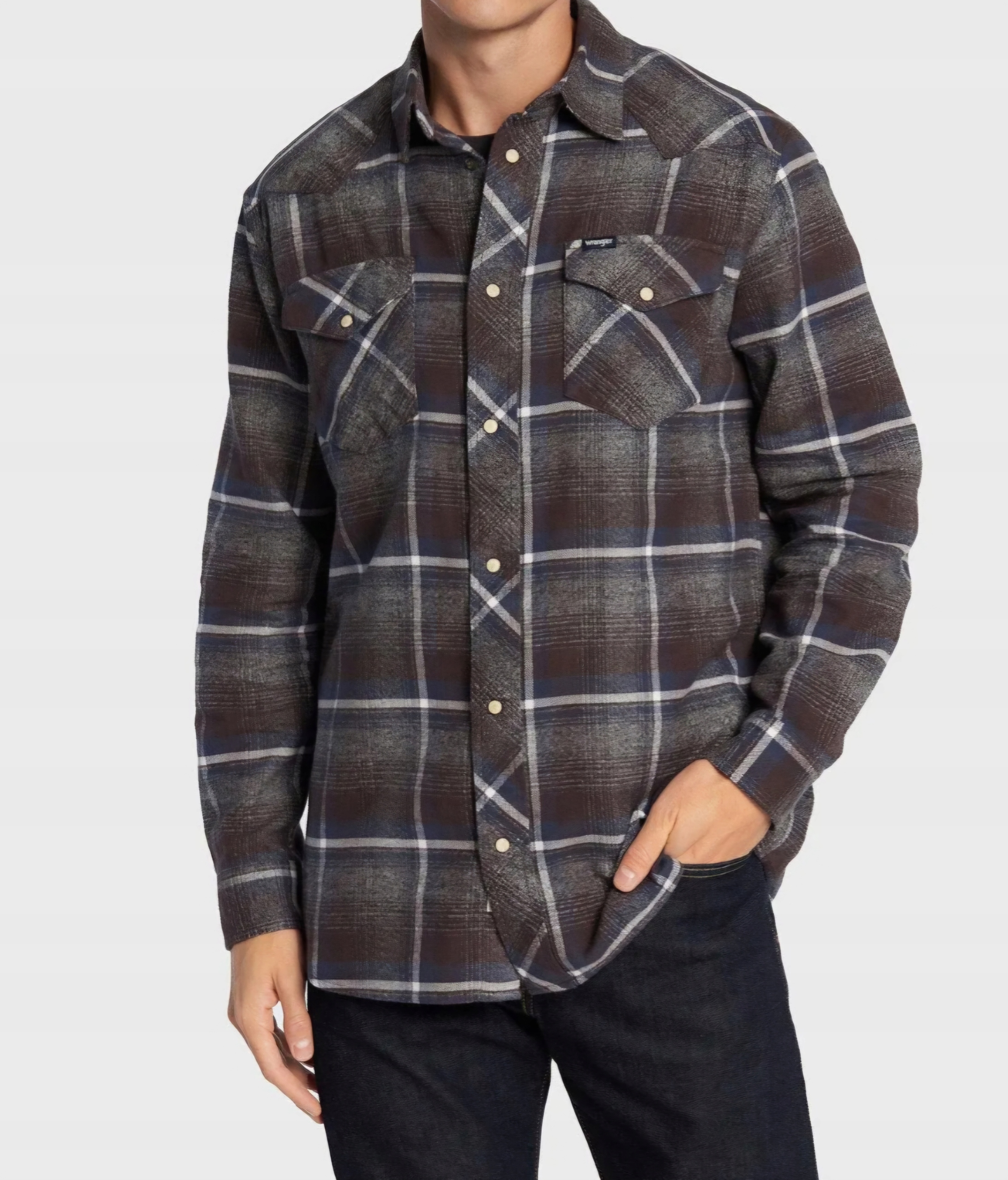 Neformální košile Wrangler bavlněná s dlouhým rukávem, kostkovaná, velikost S