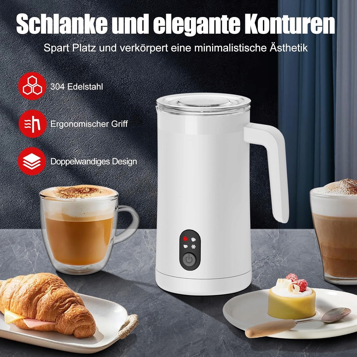 Spieniacz Do Mleka 400Ml Elektryczny 4W1 Biały Spieniarka Marka inna