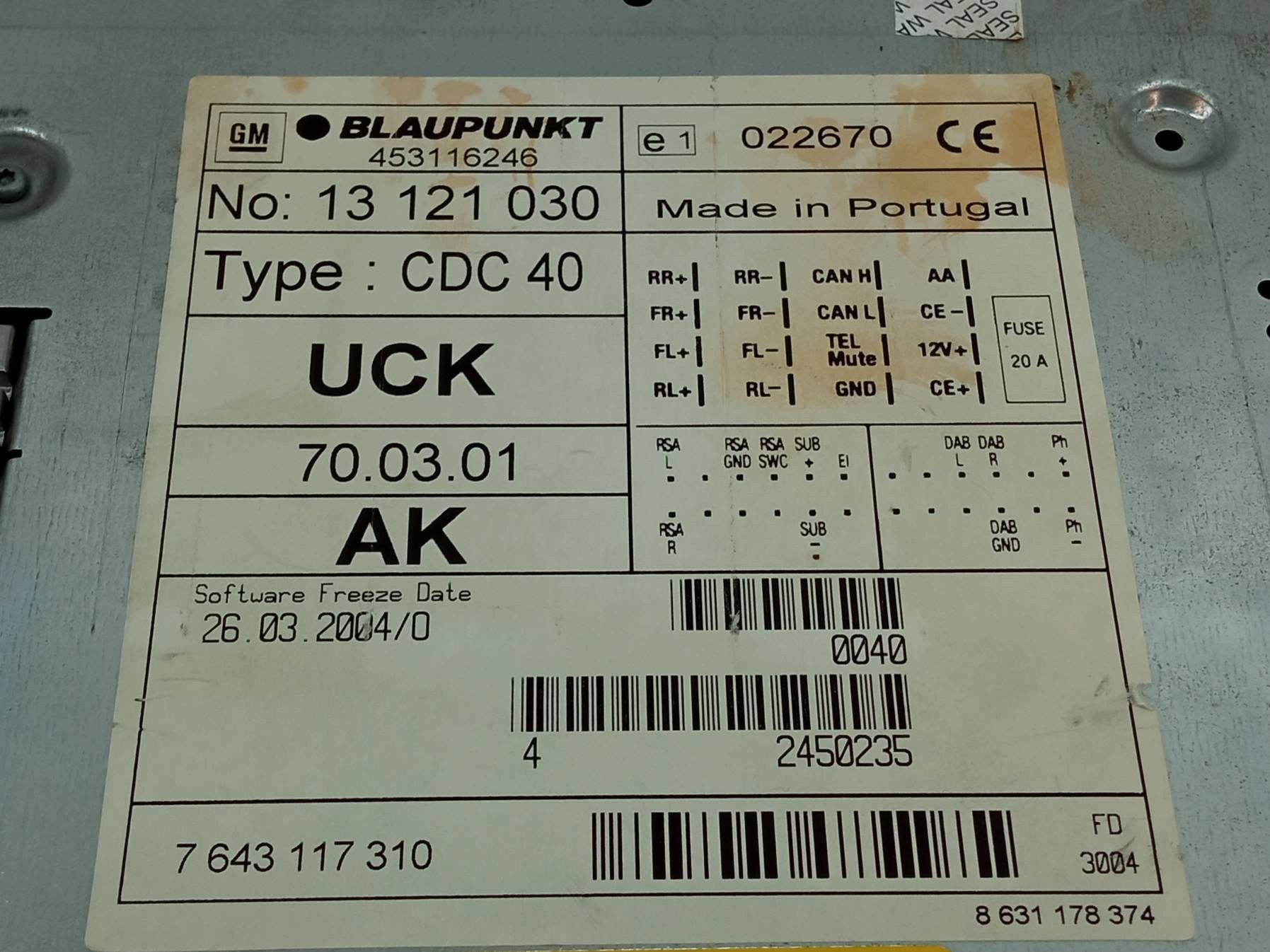 RADIO 13121030 Opel Astra III (2004-2014 ) H