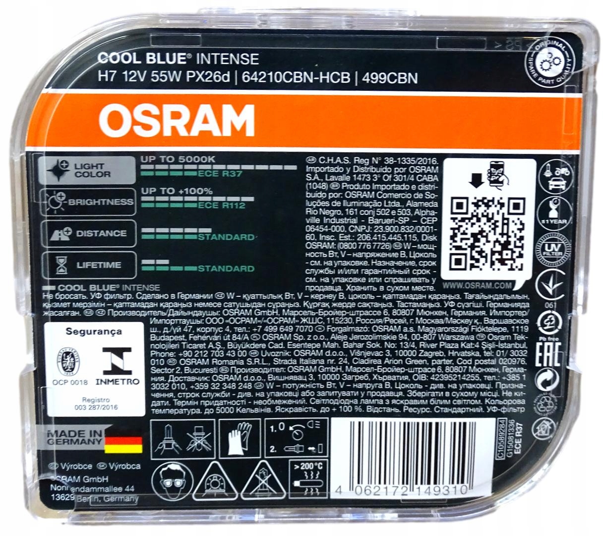 Żarówka Osram H7 55 W 64210CBN-HCB Numer katalogowy części 64210CBN-HCB