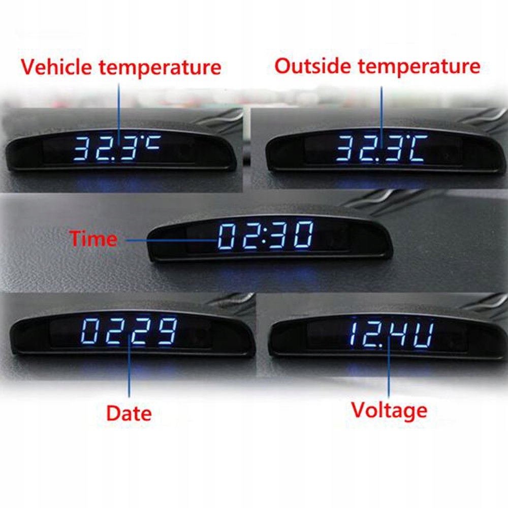 12 V 3 w 1 cyfrowy zegar samochodowy LED termometr Producent części Inny