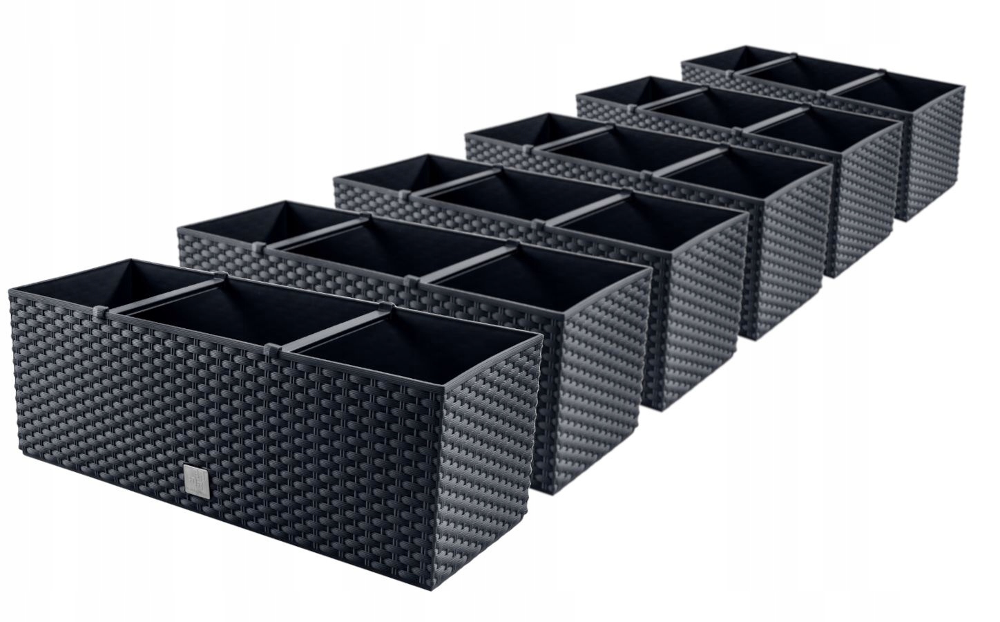 6x Donica balkonowa efekt rattanu DRT500 Antracyt