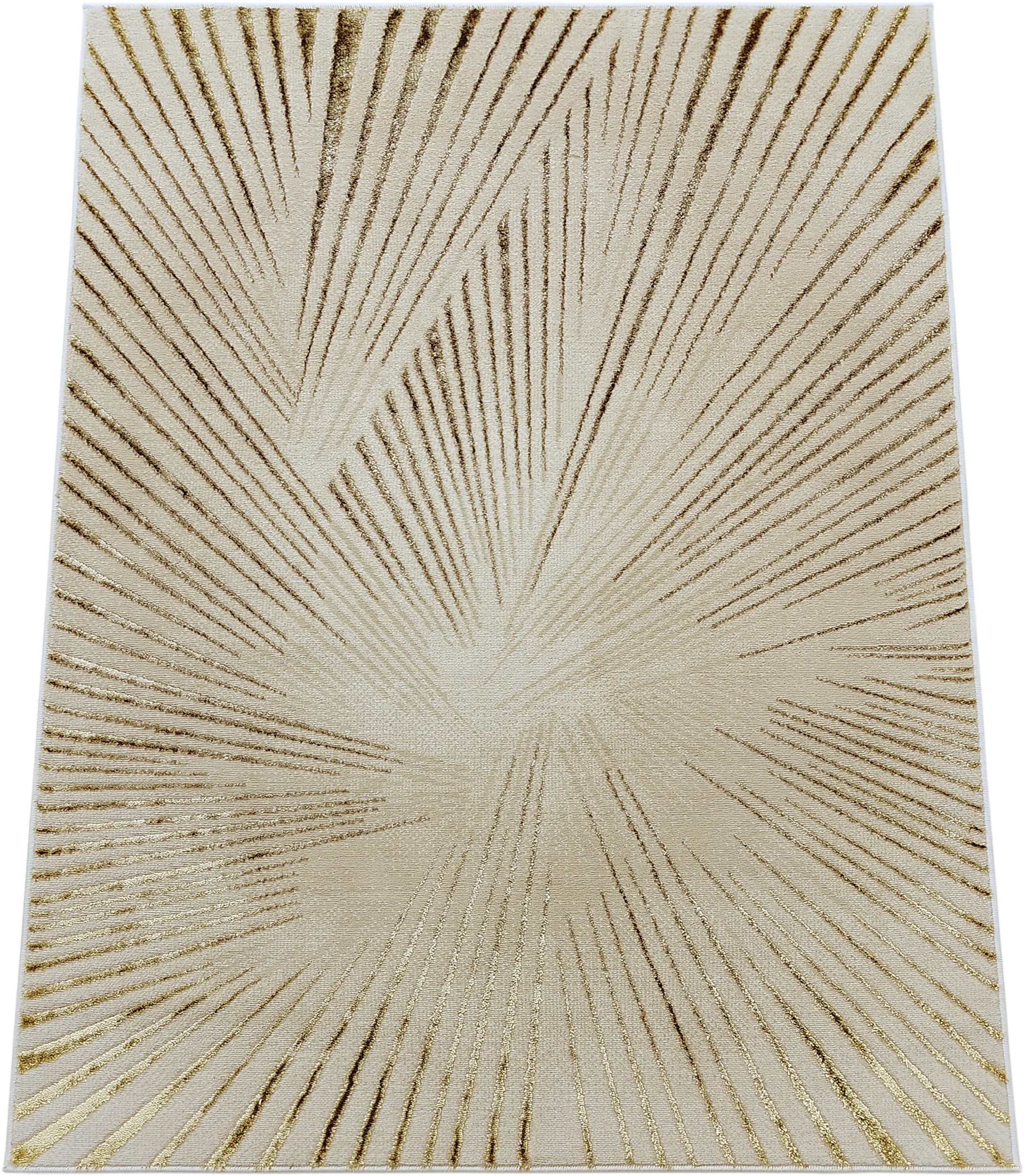 Koberec 160x220 Béžový Bronz Zlato Moderný Geometrický Do Obývačky