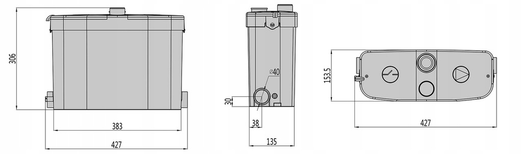 POMPA ROZDRABNIACZ ZLEW ZMYWARKA PRALKA GORĄCA WODA WATERMAN PRO Moc silnika 450 W