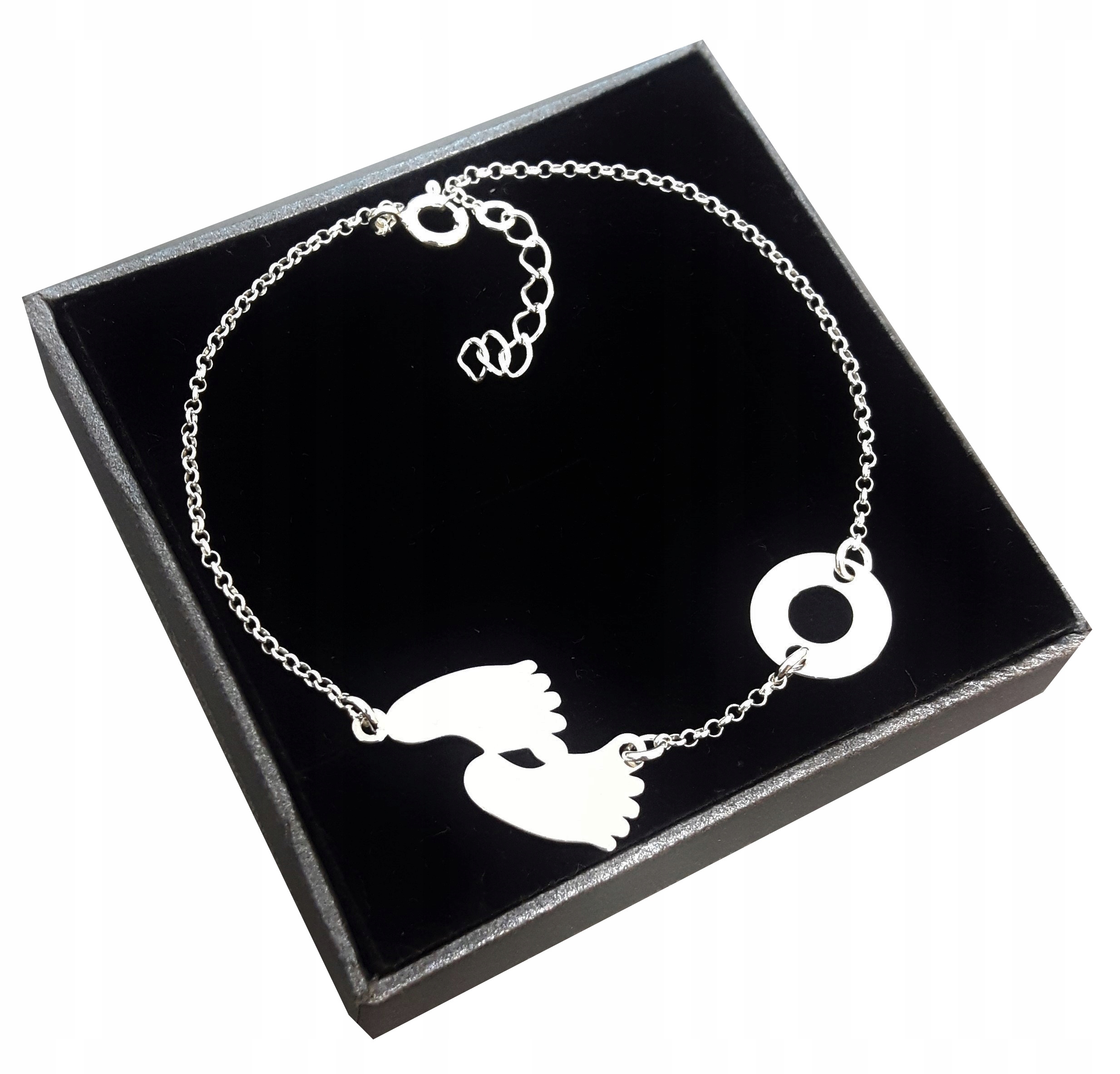 

Srebrna bransoletka Stópki kółko Grawer Srebro 925