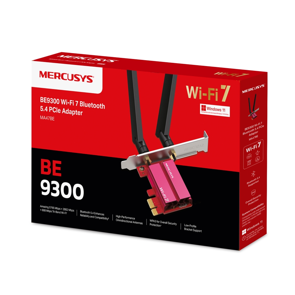 Karta sieciowa wewnętrzna Mercusys MA47BE Wi-Fi 7 BE9300 Bt 5.4 Pci-e