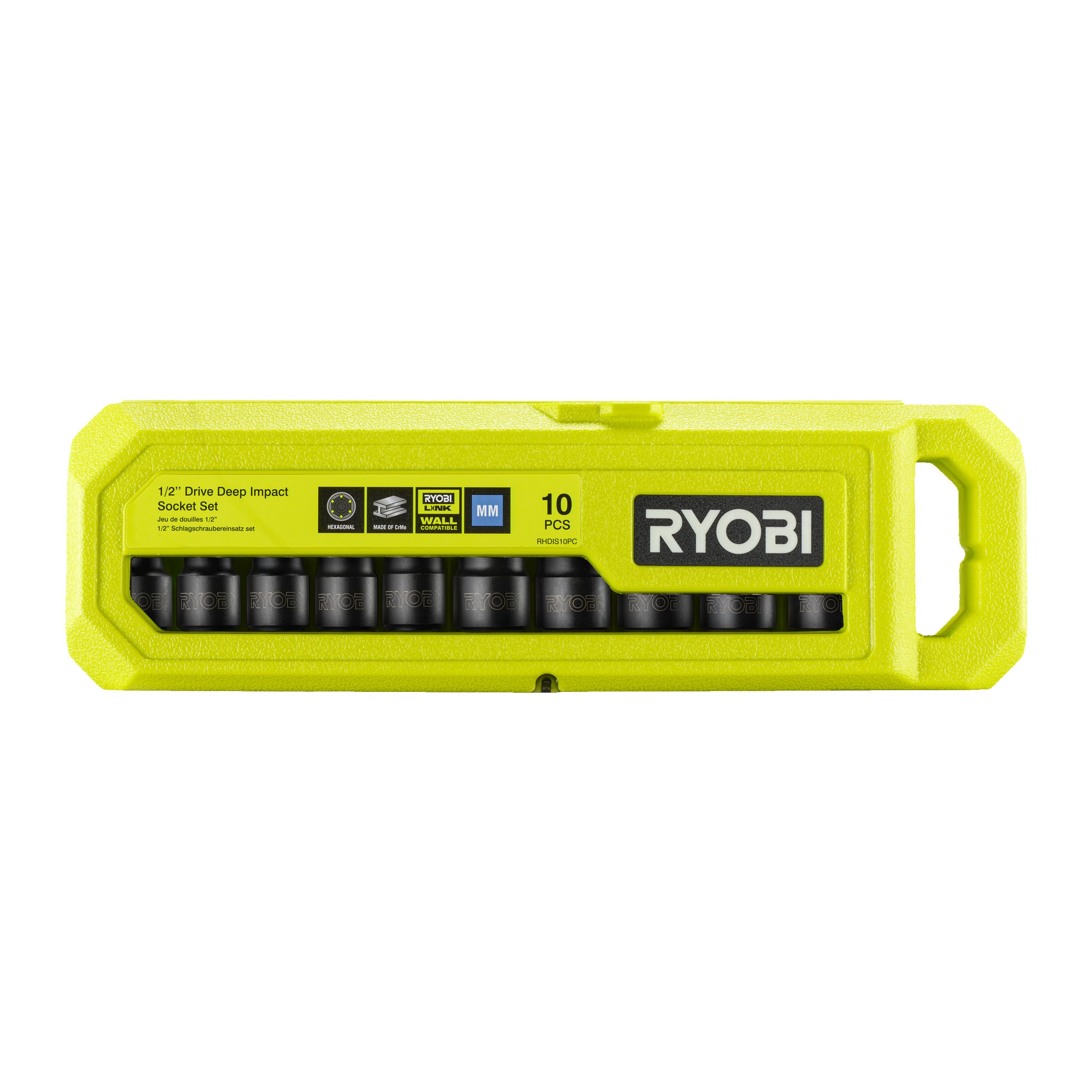 Ryobi RHDIS10PC Sada 10 nástrčných hlavíc do rázových uťahovákov na uťahovanie