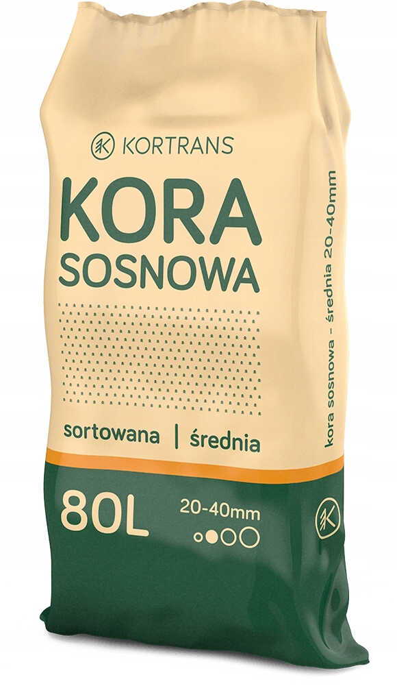 KORA SOSNOWA OGRODOWA 20-40MM 80L ŚREDNIA SORTOWANA PRZESIEWANA KORTRANS