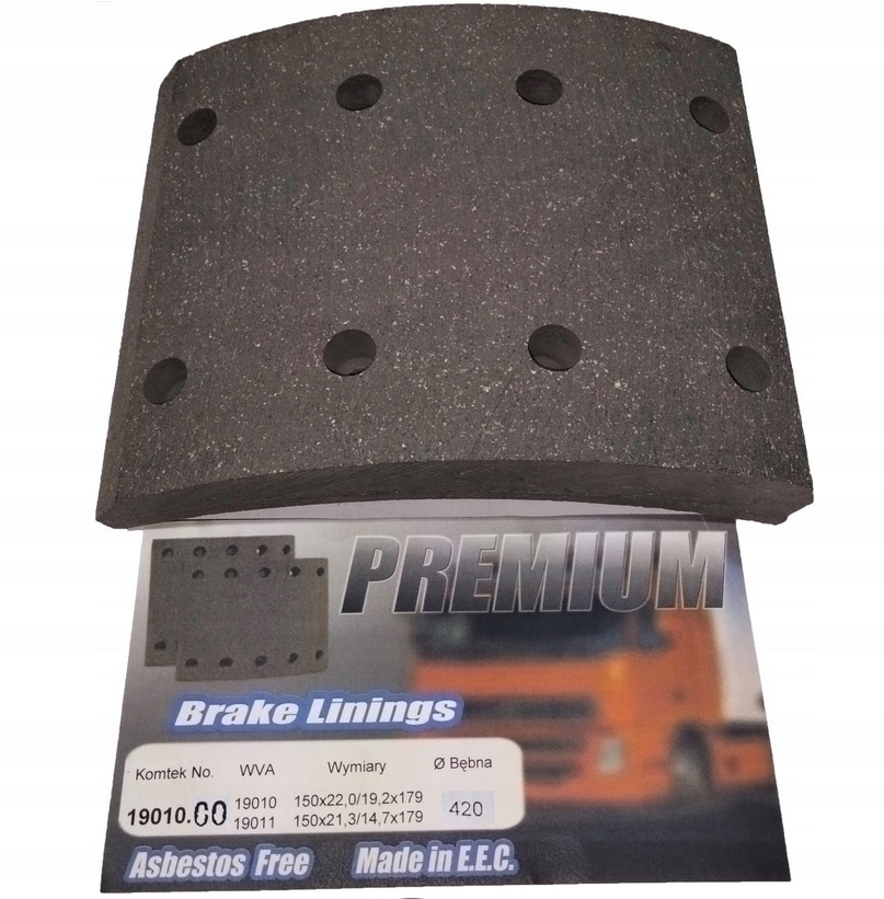 19010,00 - DAF 95XF 75-85CF 65 ГАЛЬМІВНІ НАКЛАДКИ WVA 19010