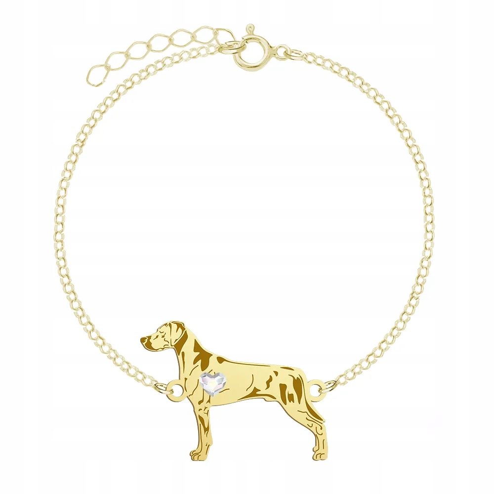 Zlatý náramek se psem Rhodéský ridgeback 925 Řetízek Gravírování Bonus