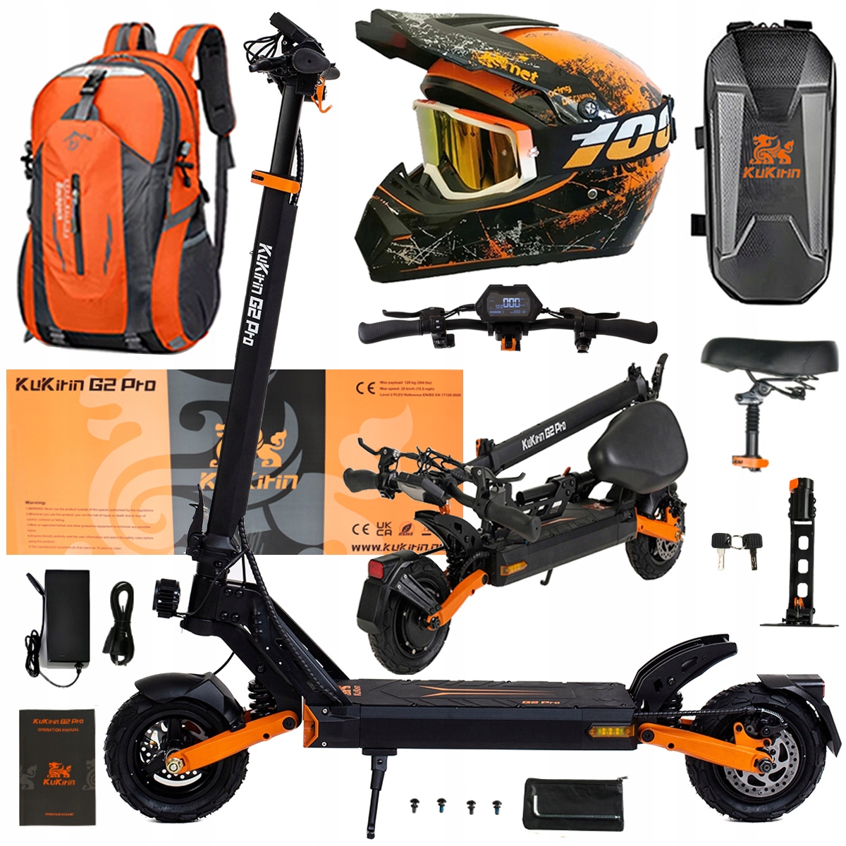 Składany Pojazd Elektryczny Kukirin G2 Pro 1000W 48V 15.6AH 45KM/H +Prezent