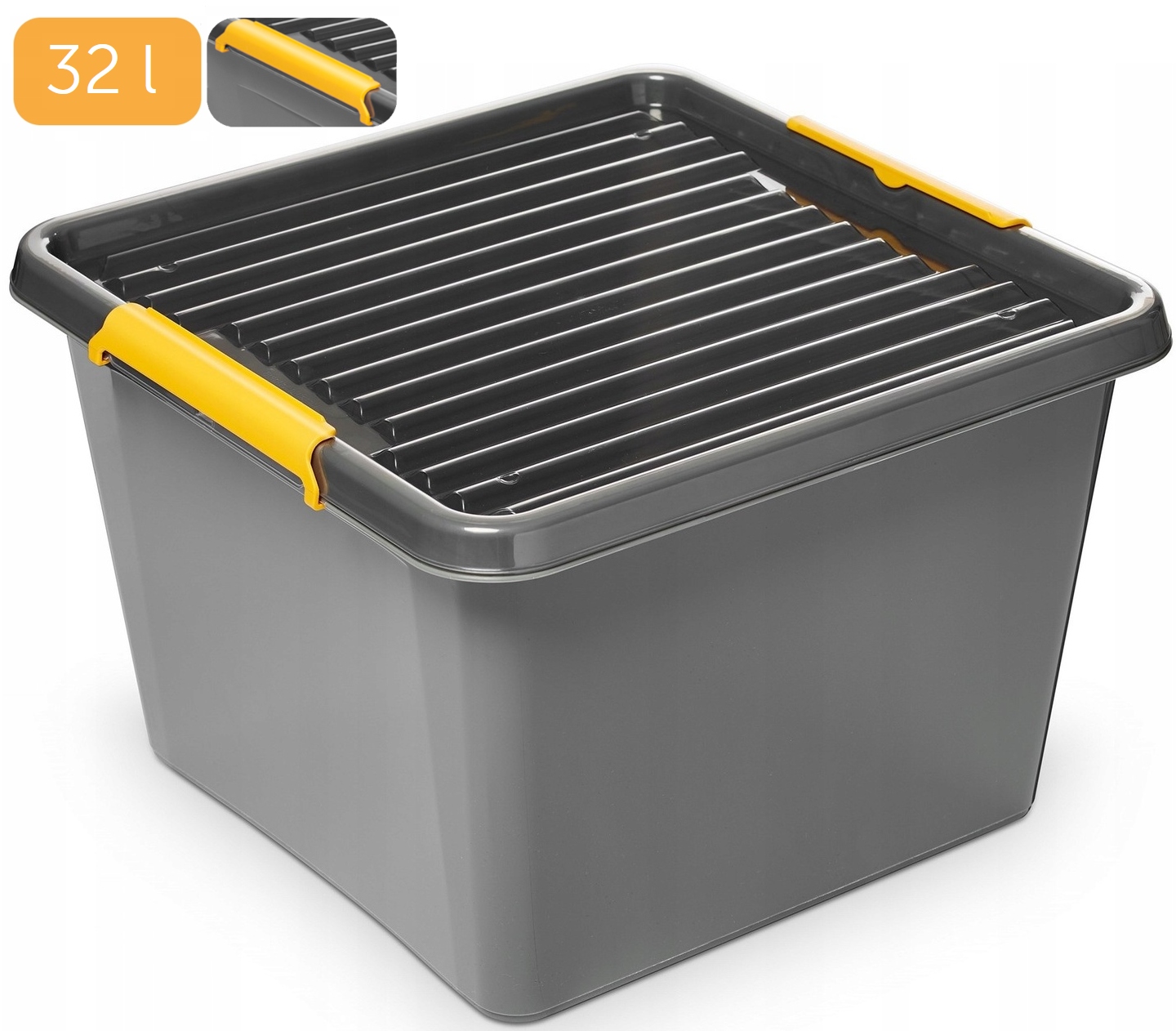Pojemnik 32 l szary z pokrywą praktyczny box organizer do przechowywania