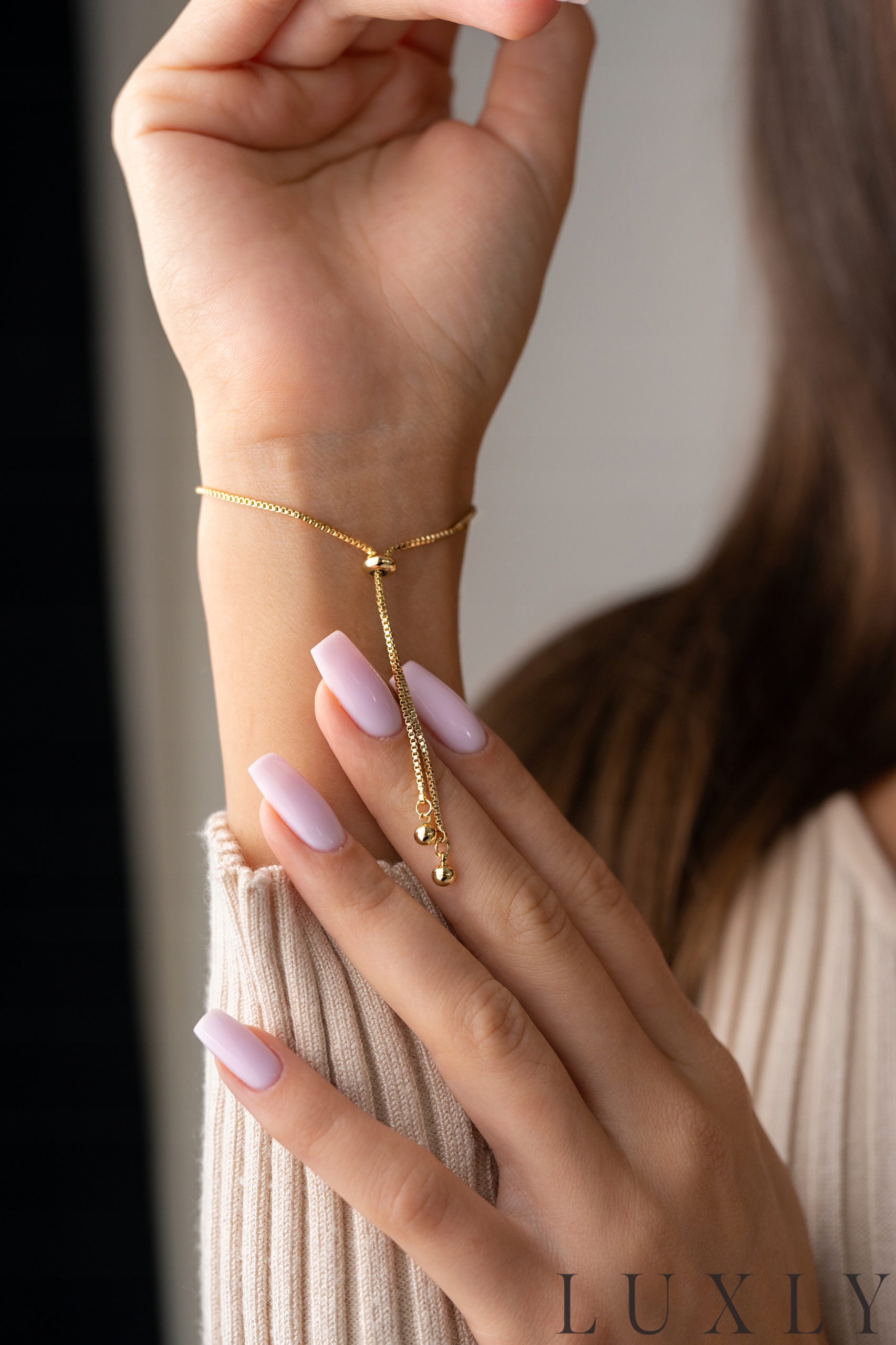 BRANSOLETKA DAMSKA ZŁOTA KRYSZTAŁY NIESKOŃCZONOŚĆ CELEBRYTKA Z GRAWEREM 585 Materiał pozłacany stal