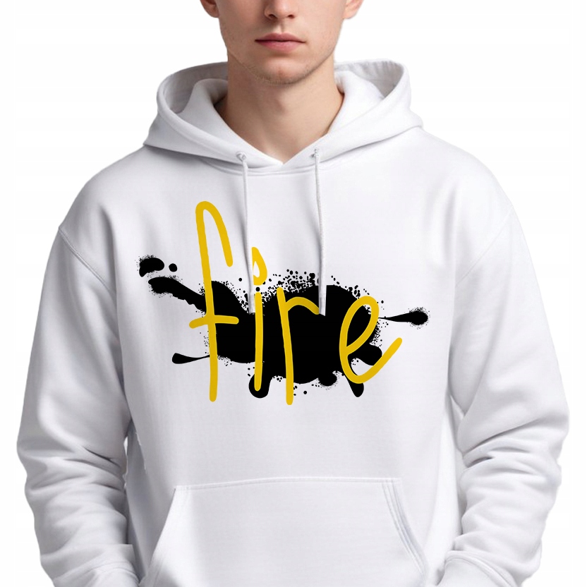 Mikina S Kapucí bílá bavlna Streetwear módní Dárek Fire velikost M