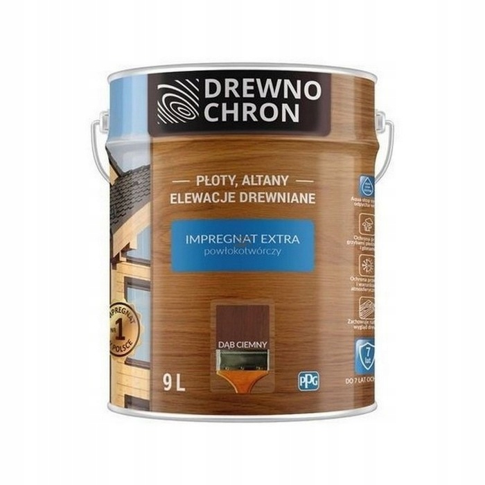 Drewnochron Dąb Ciemny 9L Impregnat Extra do drewna powłokotwórczy płotów