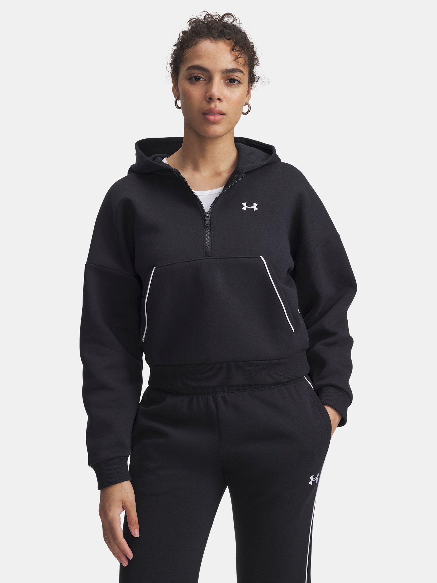 Dámská mikina Under Armour Rival Flc Piped Hz Hoodie-BLK vel. L