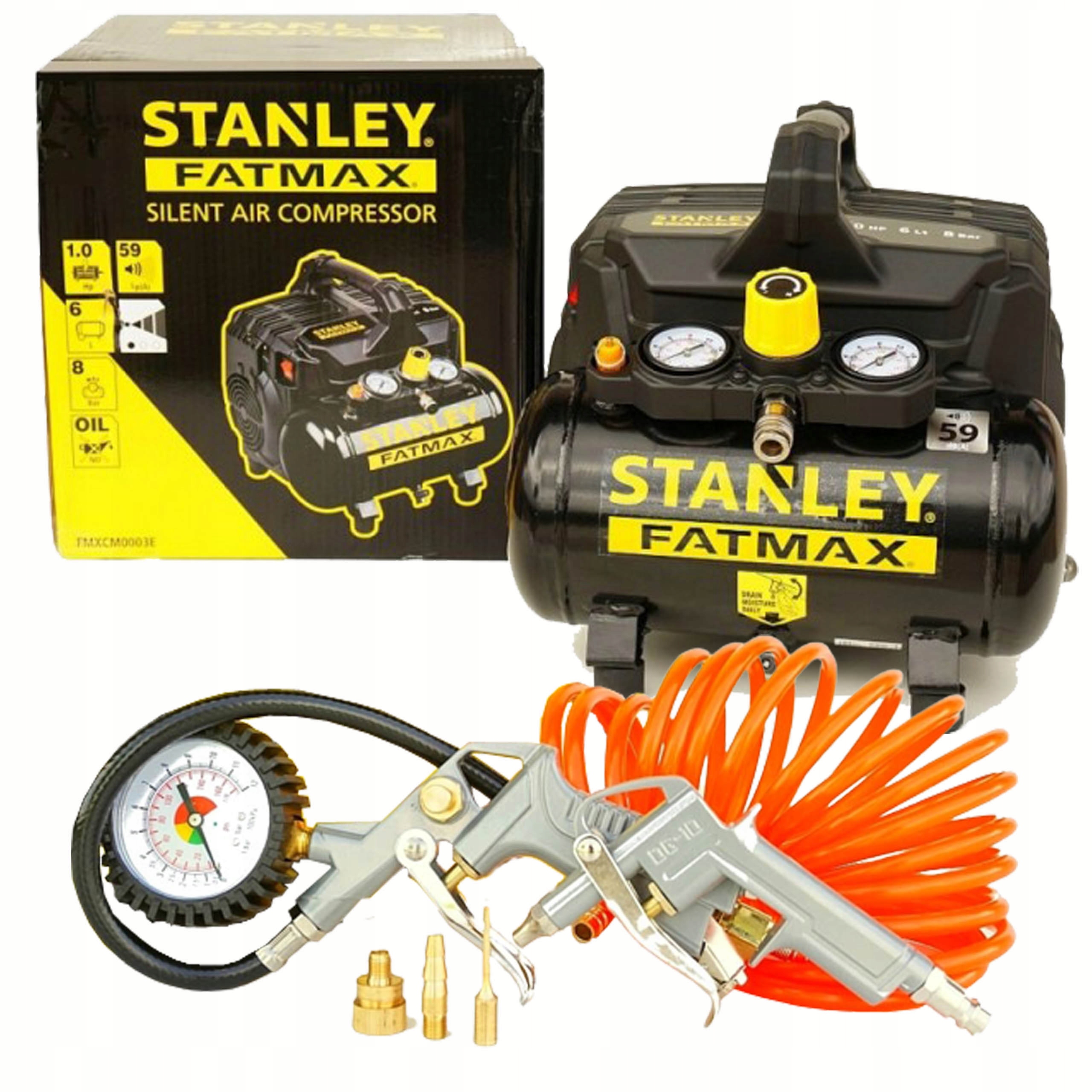 

Stanley Fatmax Kompresor Bezolejowy 59dB 6L zestaw