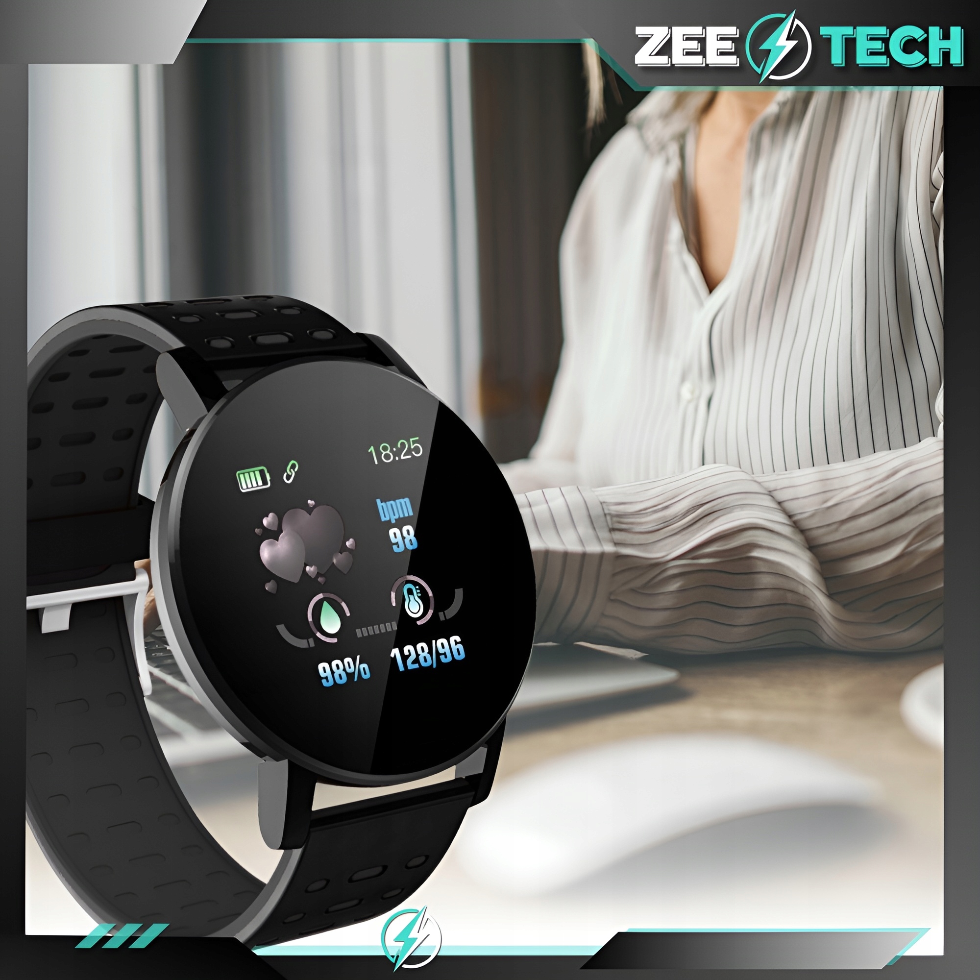 SMARTWATCH ZEGAREK OPASKA SPORTOWA MĘSKA DAMSKA KROKI PULS POWIADOMIENIA Marka ZeeTech