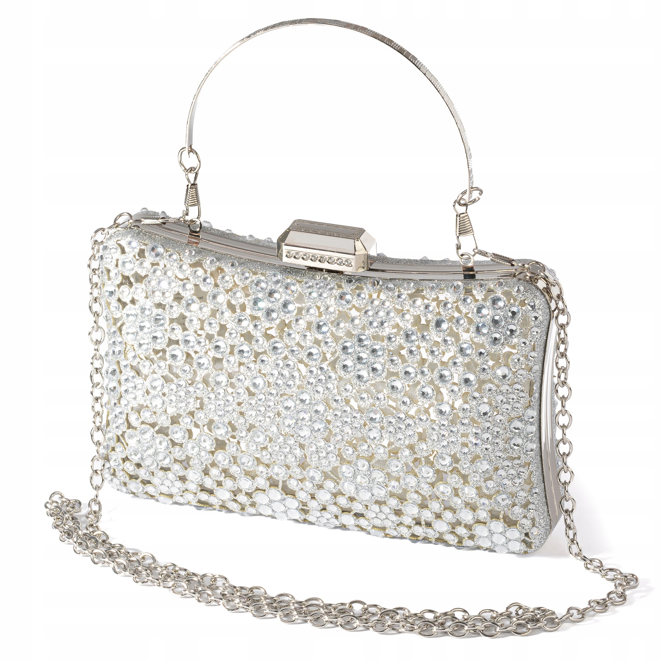 Vizitková kabelka, krabička s řetízkem na svatba, večerní kabelka, stříbrná