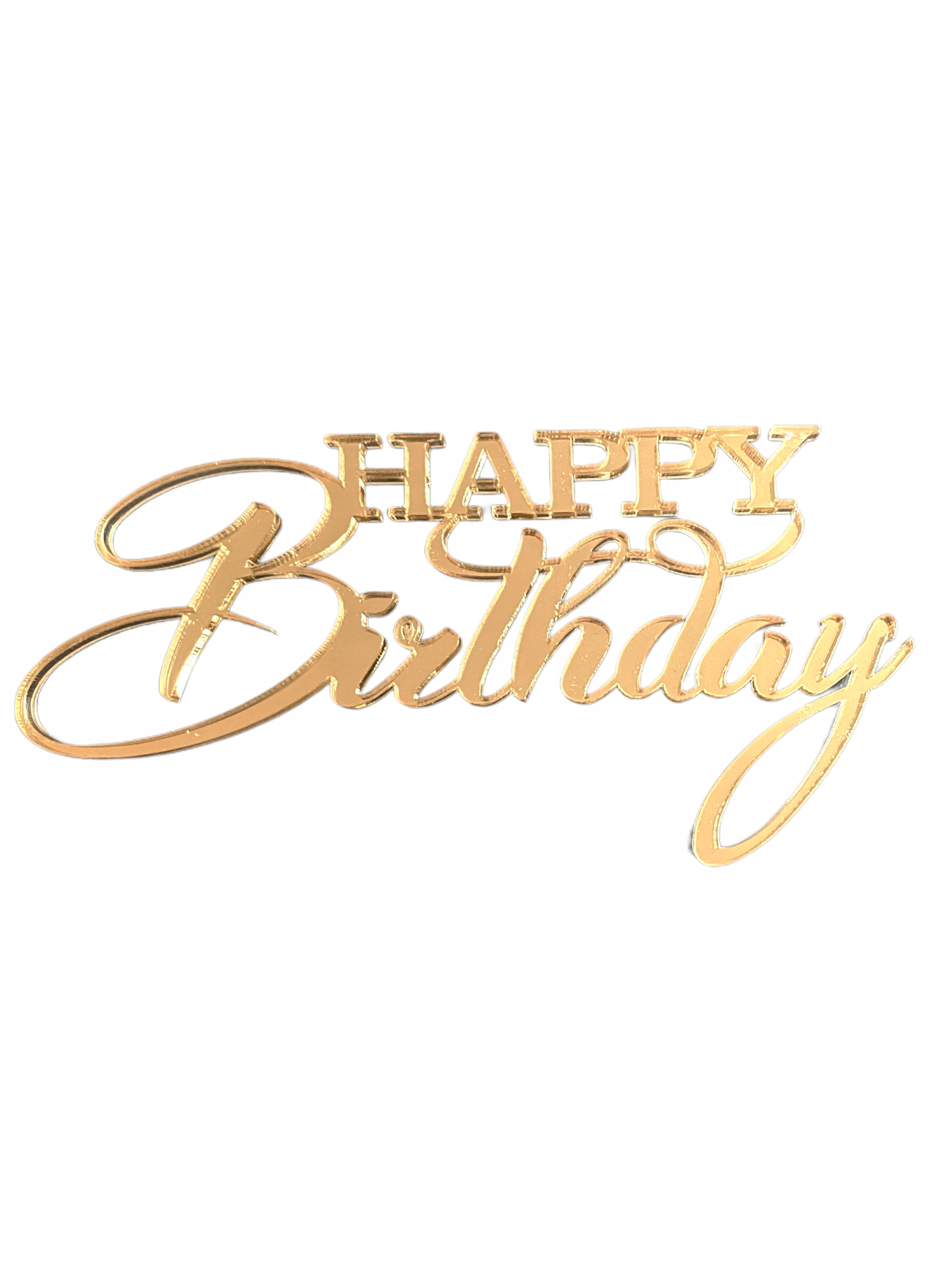 

Topper Na Bok tortu Happy Birthday złote lustro