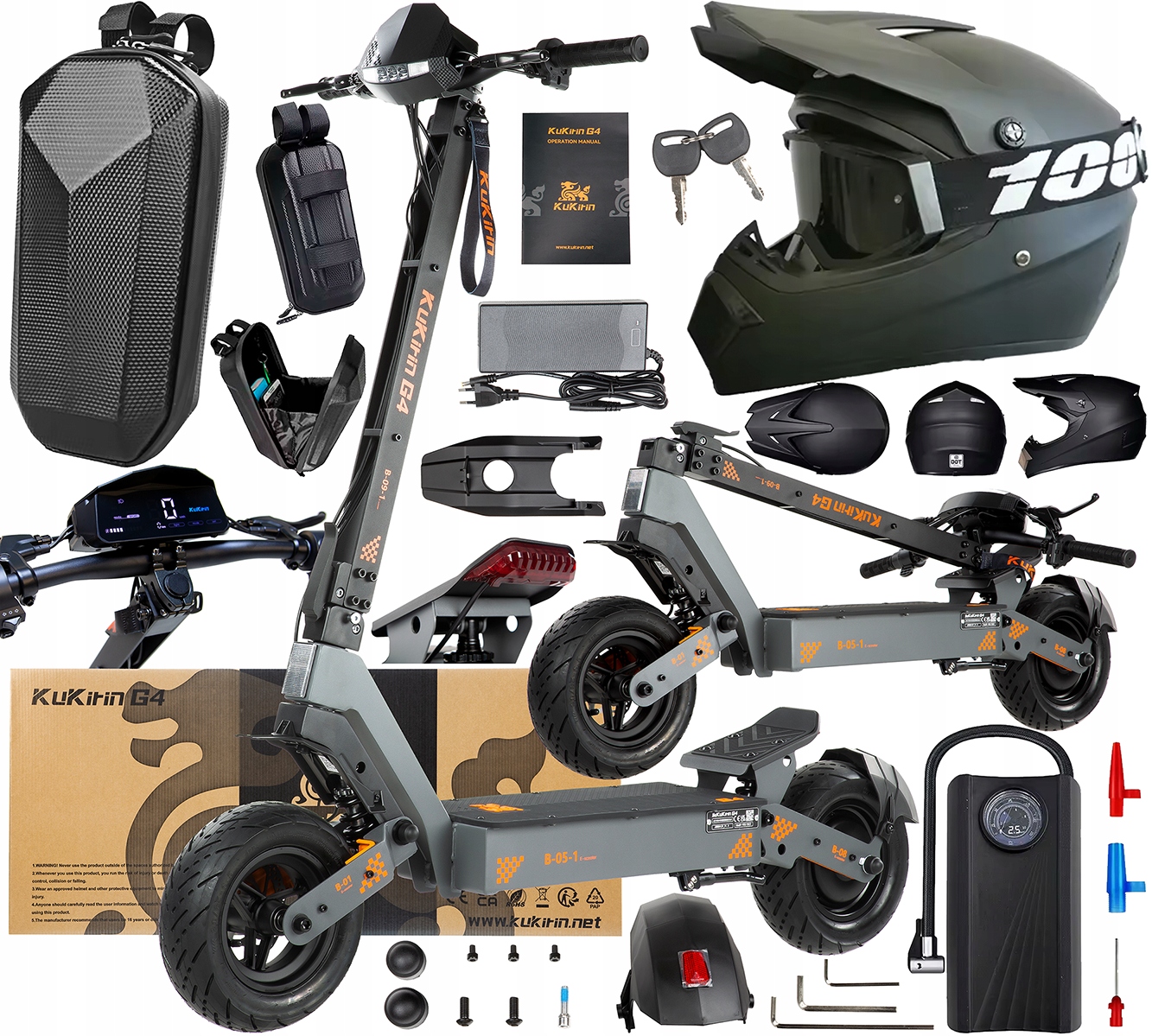 KuKirin G4 Skládací Elektrické vozidlo 2400W 60V 20AH 70KM/H 75KM Dárek