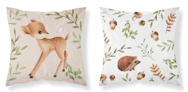 POSZEWKA DWUSTRONNA BAWEŁNIANA 40x40 SARNA SARENKA JEŻ