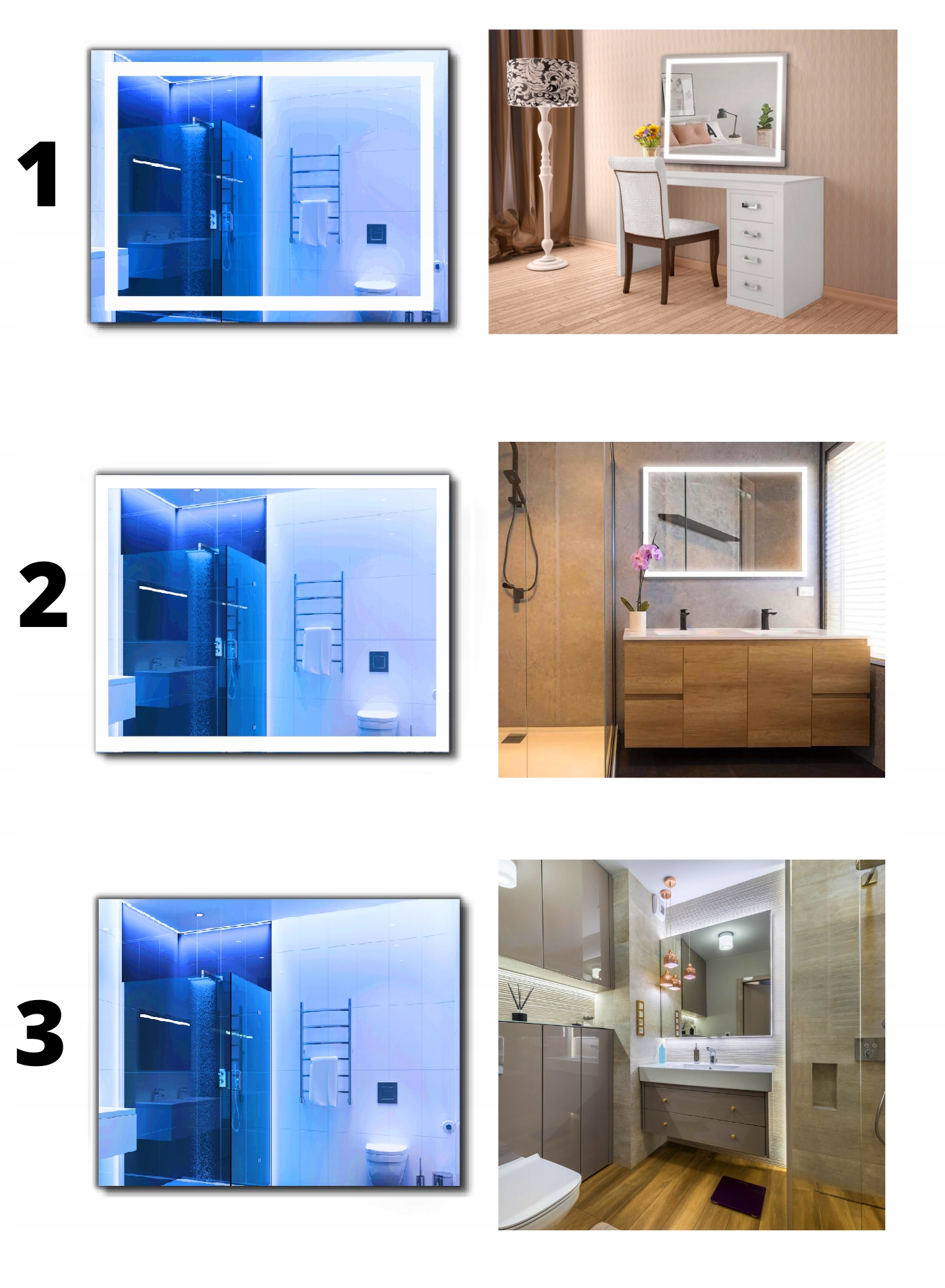 LUSTRO 95x90 cm PODŚWIETLANE LED ŁAZIENKOWE WZORY Stan opakowania oryginalne