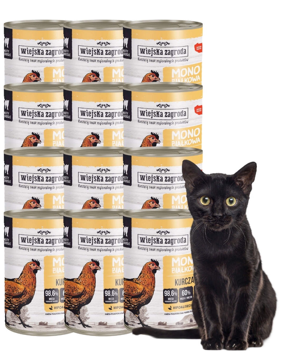 Wiejska Zagroda Karma mokra dla kota Monobiałkowa Kurczak 12x400g