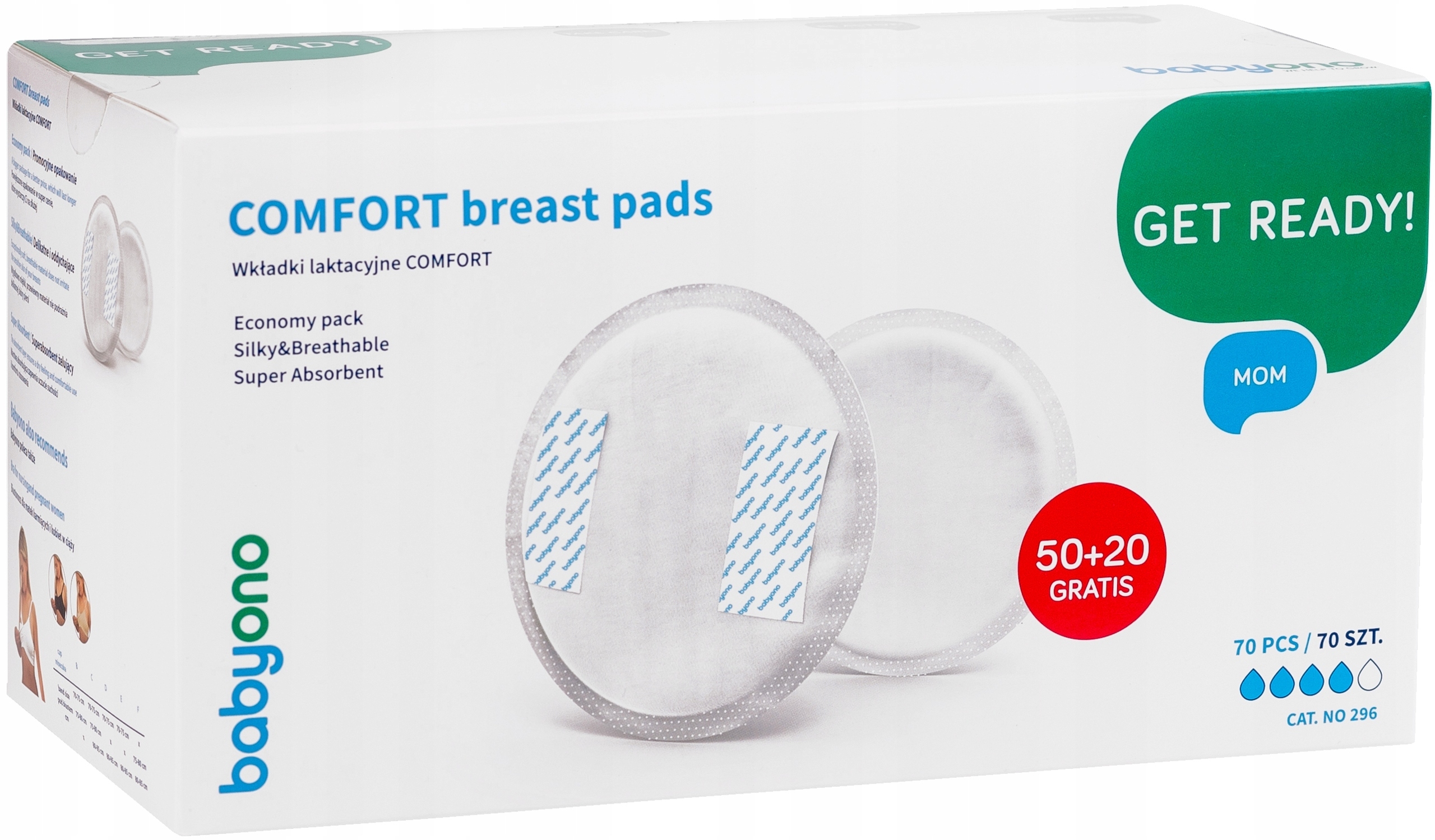 BABYONO WKŁADKI LAKTACYJNE COMFORT 70 szt