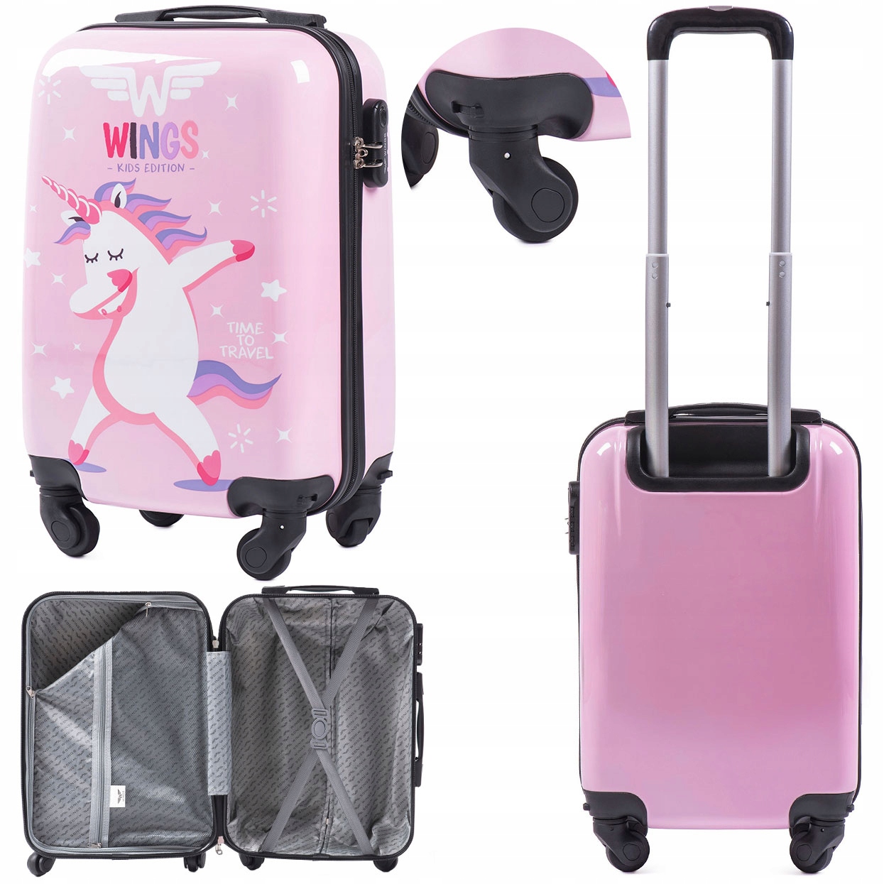 MAŁA DZIECIĘCA WALIZKA KABINOWA WINGS XS 28L JEDNOROŻEC