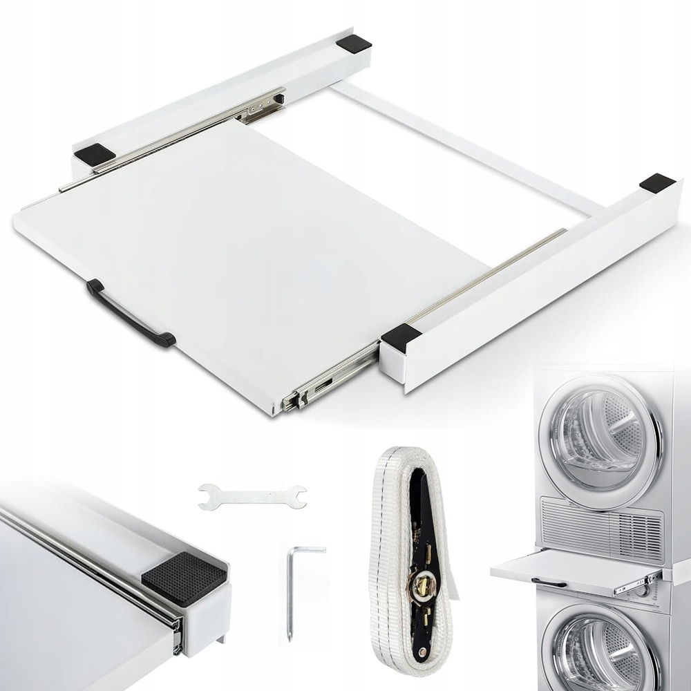 Łącznik pralki suszarką z paskami i wysuwaną półką Uniwersalny 150kg