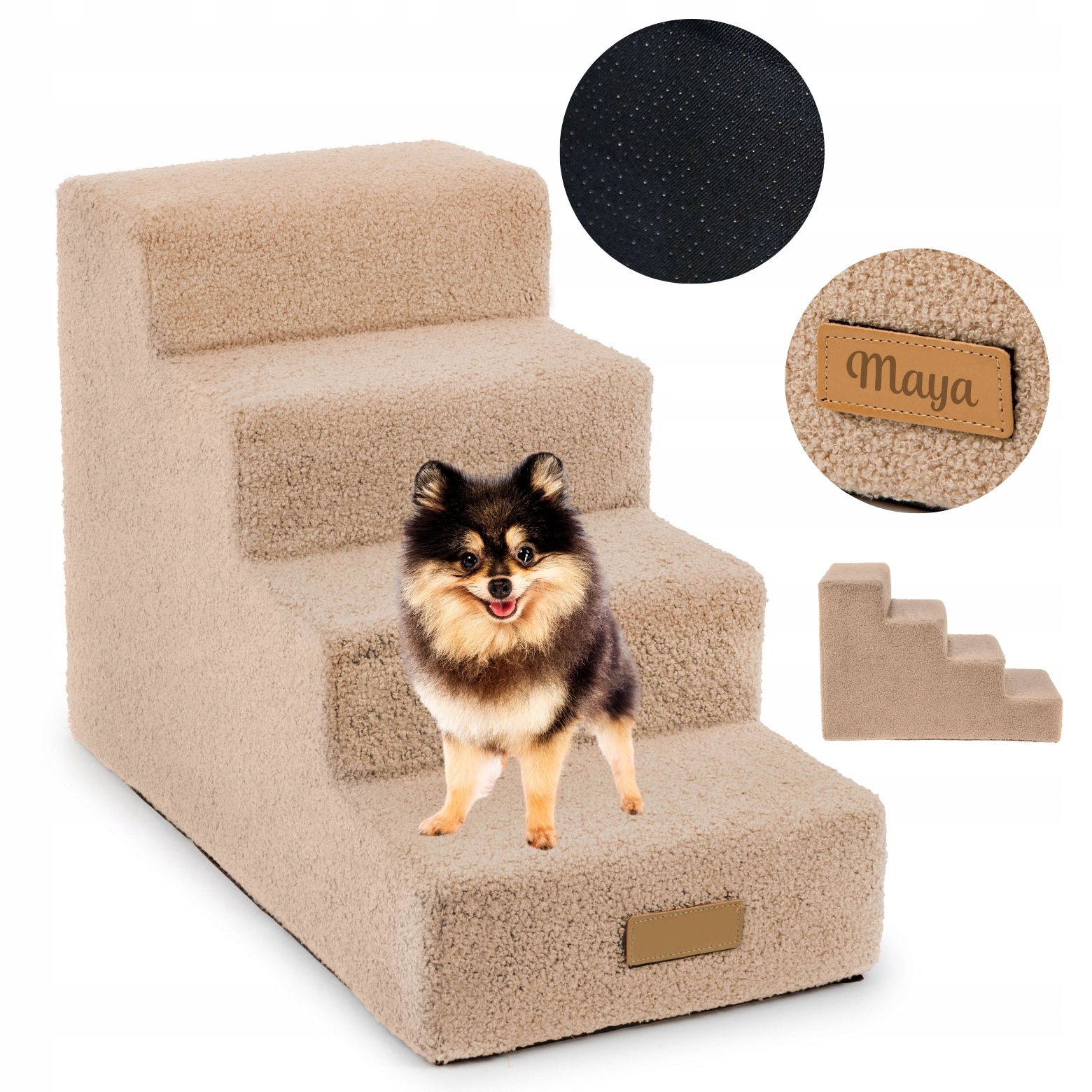 Schodki Dla Psa kota Schody 4 stopnie rampa podest 45 cm Grawer imię