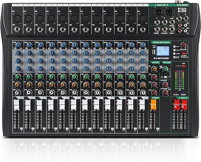 Mikser XTUGA CT120S 12-Kanałowy z Wejściem/Wyjściem RCA, MP3, Bluetooth, EQ