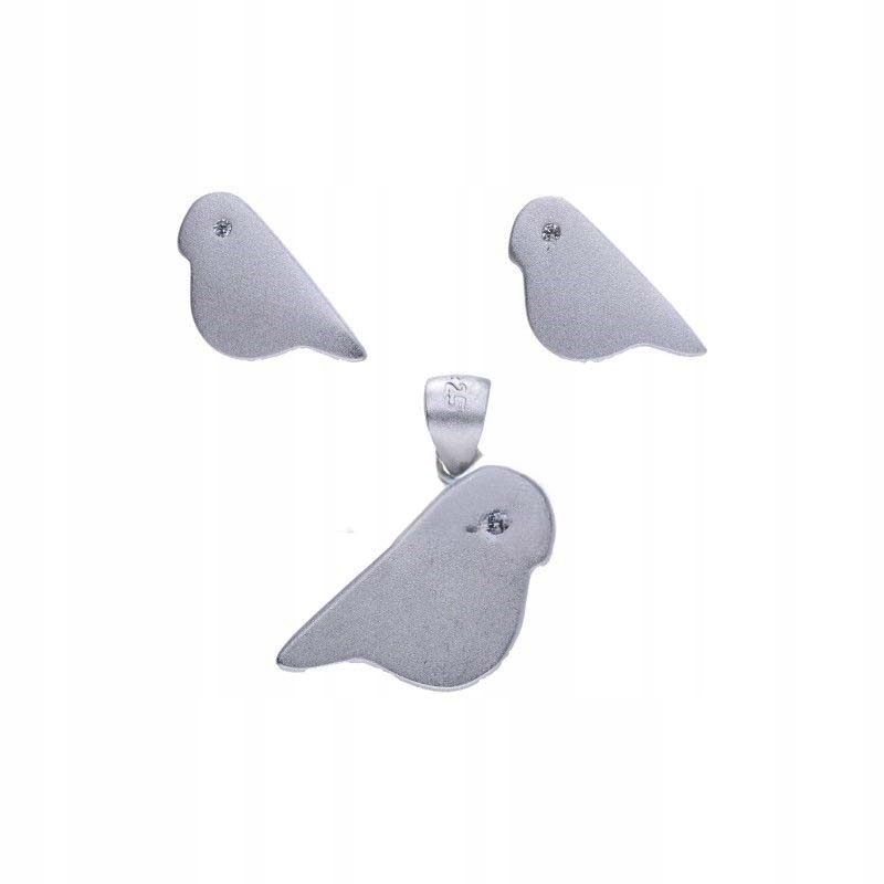 Stříbrný dámský komplet šperků 925 s pískovaným rhodiem a bílým zirkonem