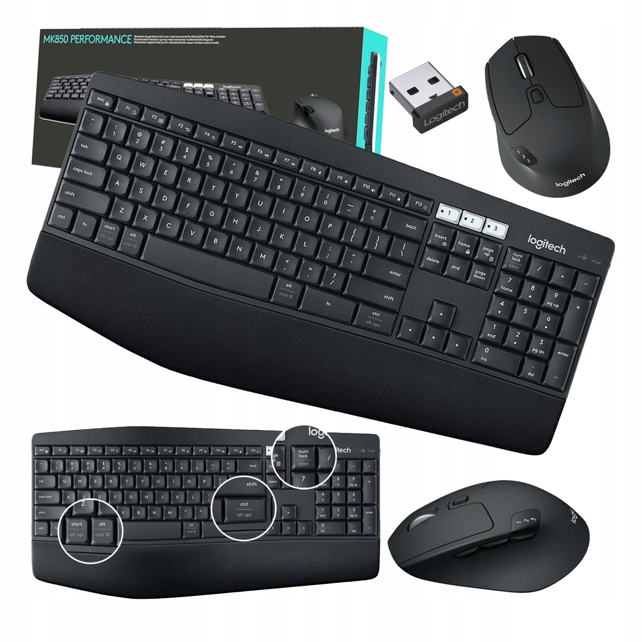 Ergonomiczny zestaw bezprzewodowy Logitech MK850 Performance mysz+klawiatur