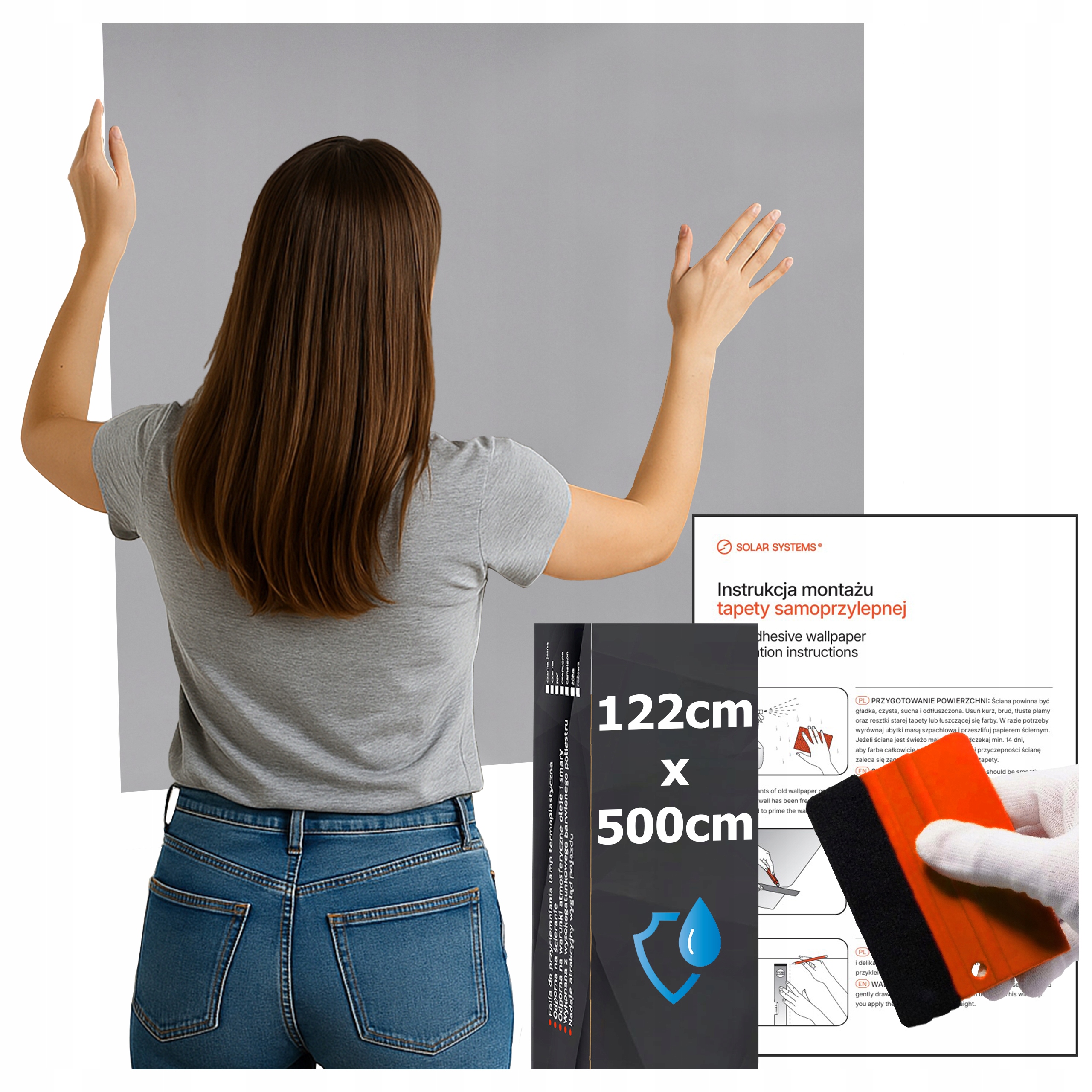 Samolepicí voděodolná tapeta na kuchyňský nábytek, matná Stříbro