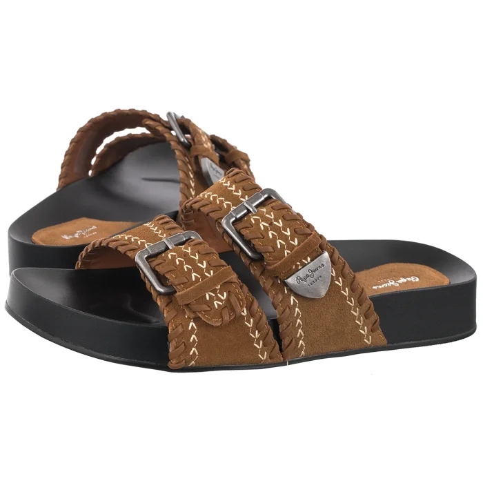 Dámské Nazouváky Pepe Jeans Agnes Ethenic Brown PLS900006 Hnědé