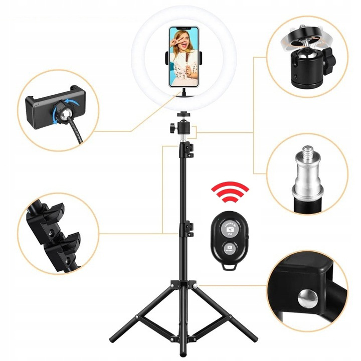 LAMPA PIERŚCIENIOWA LED RING 80W 30 CM STATYW 220 CM MAKIJAŻ YOUTUBE PILOT Model Statyw 220cm