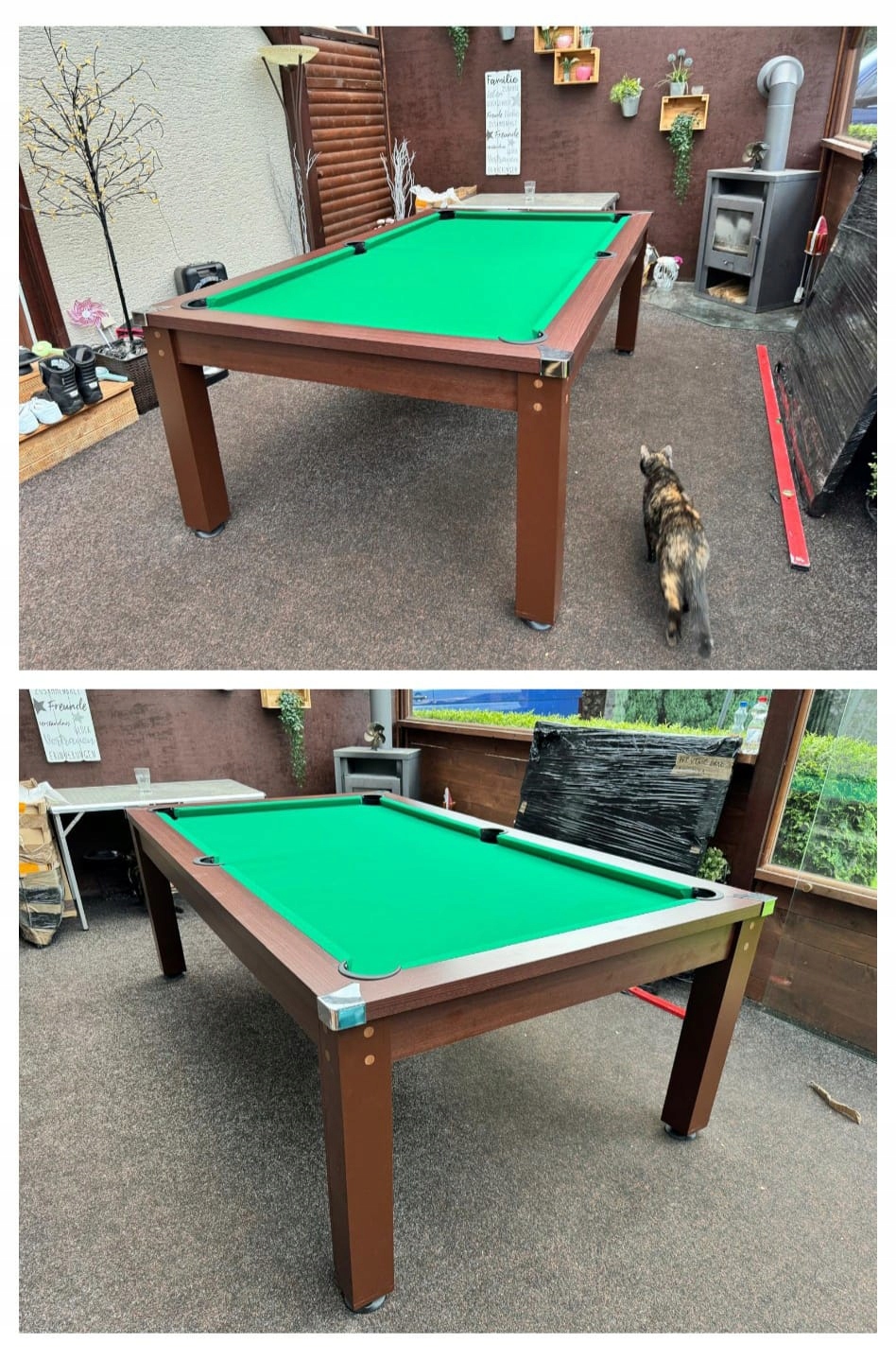 8FT Stół Bilardowy Radley Verso Pool Brązowy + Nakładka Cymbergaj-Tenis Model Verso