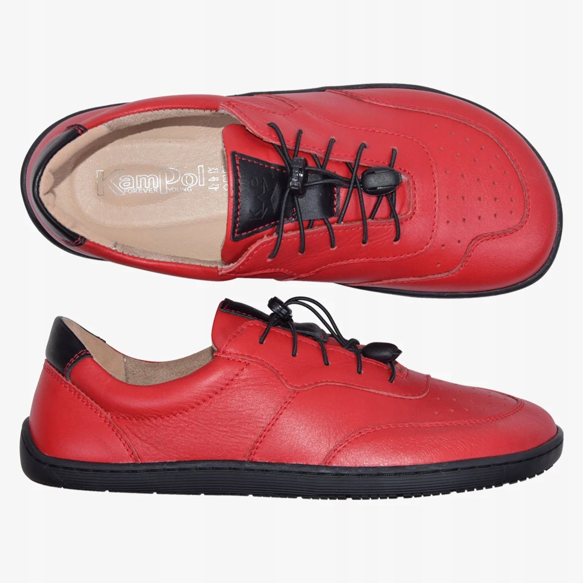 Dámská Minimalistická Barefoot Obuv Široká Kožená Červená Kampol 37