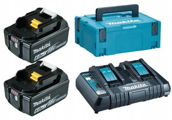 Makita 198077-8 DC18RD Napájací Set 2 x BL1860B 6.0Ah