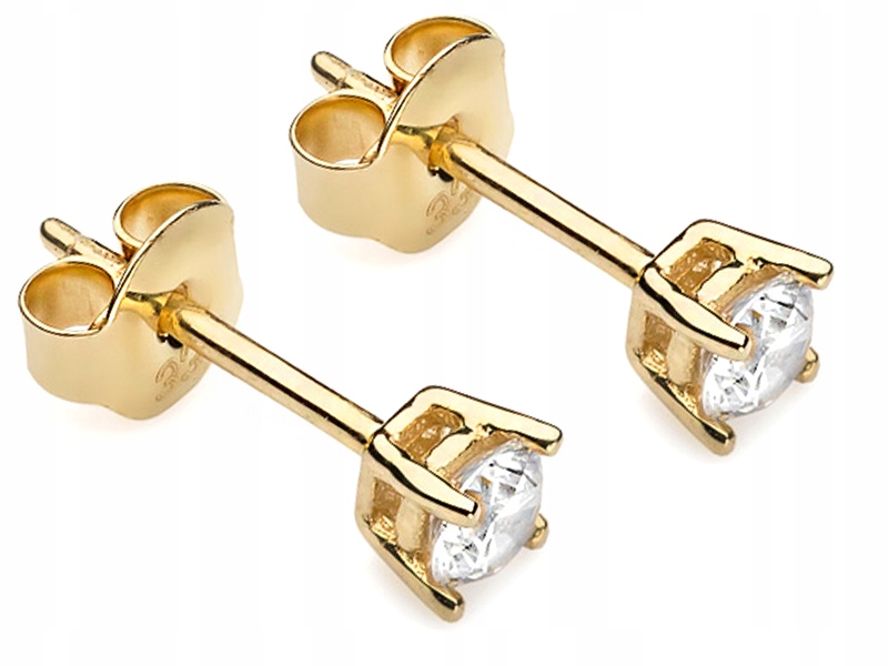 Złote Kolczyki 333 z Cyrkoniami sztyft 3mm Klasyka