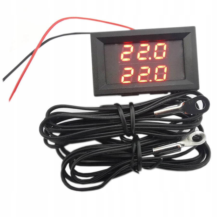 Elektroniczny Termometr DWIE SONDY Z PRZEWODEM dwa kanały -40-80C pod śrubę