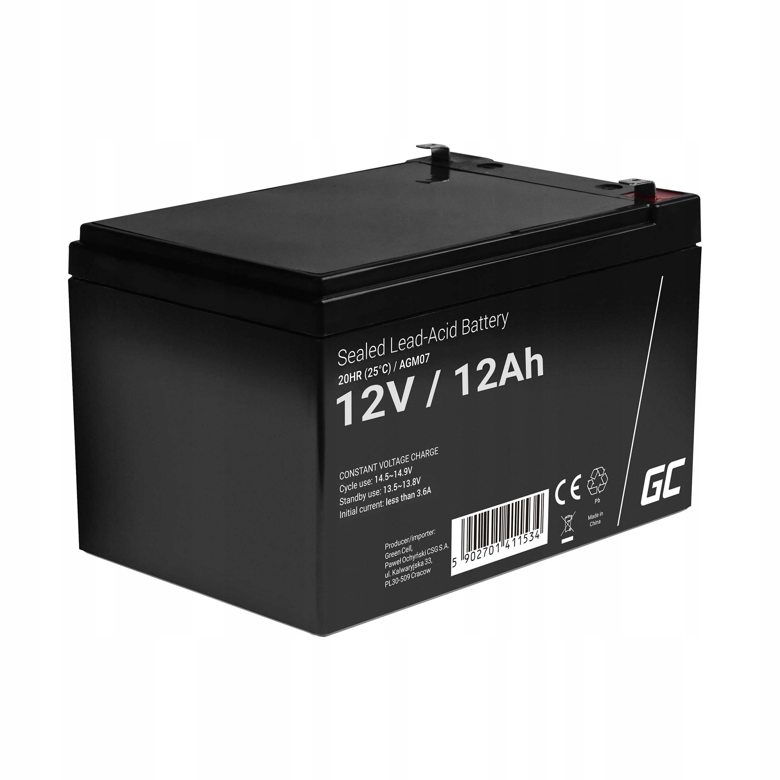 

Akumulator Agm 12V 12Ah do Ups Auto Zabawka Skuter