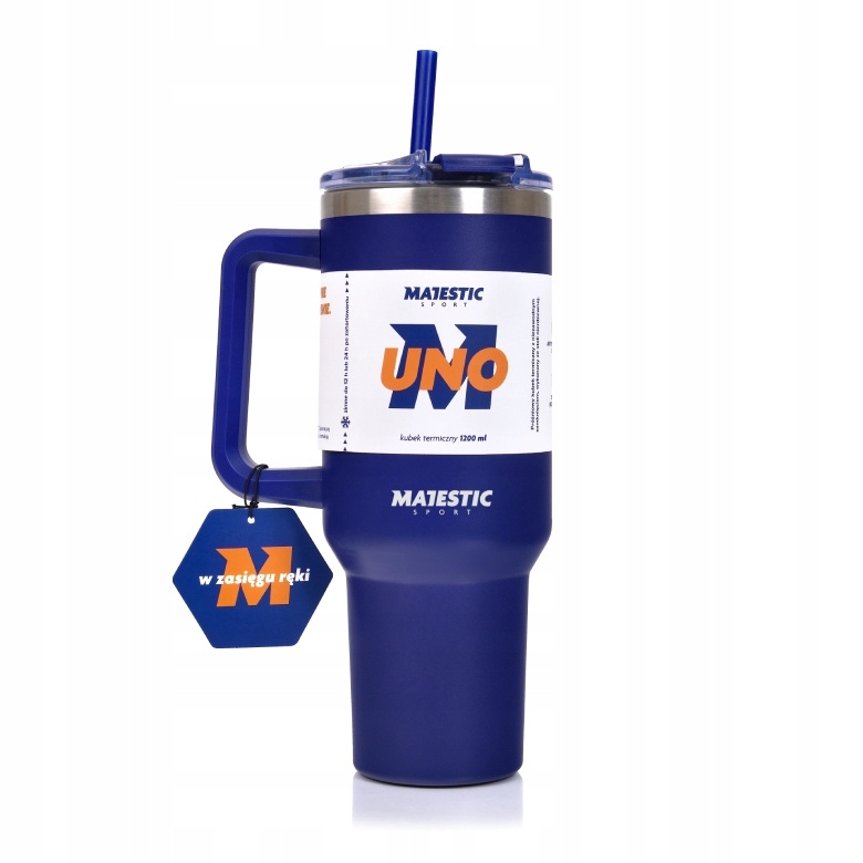 Kubek termiczny tumbler duży z rączką Majestic Sport Uno 1200ml Granatowy