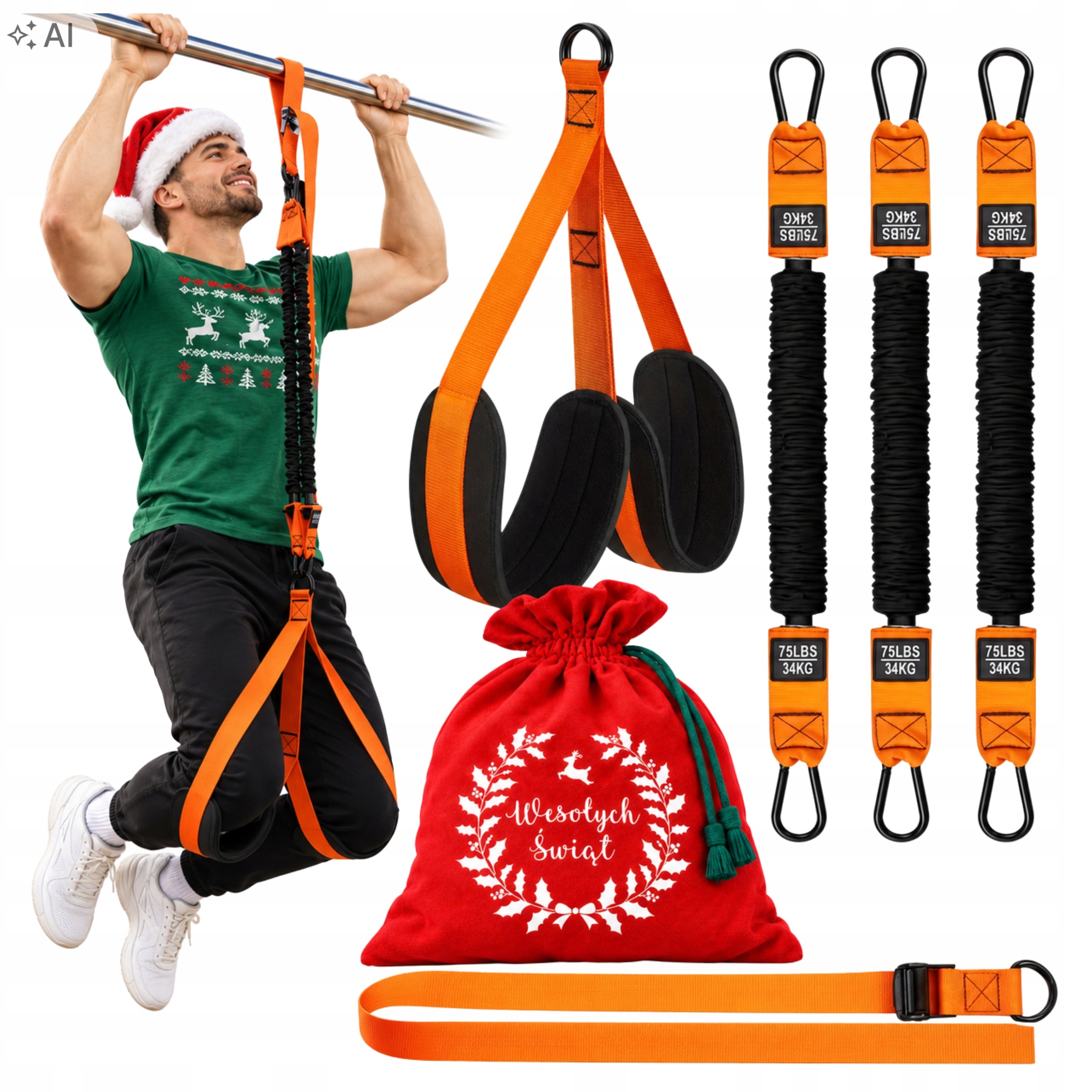 Popruhy pro zvedání na tyči, tréninkové pásy nastavitelné, 34-102 kg vak