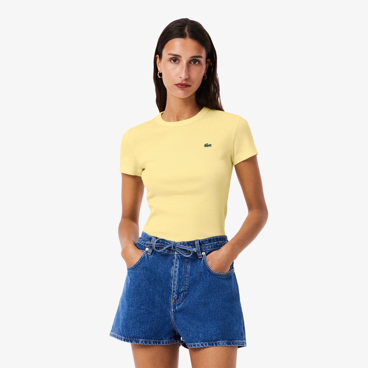 Lacoste Žebrované Tričko TF5538 Yellow 36
