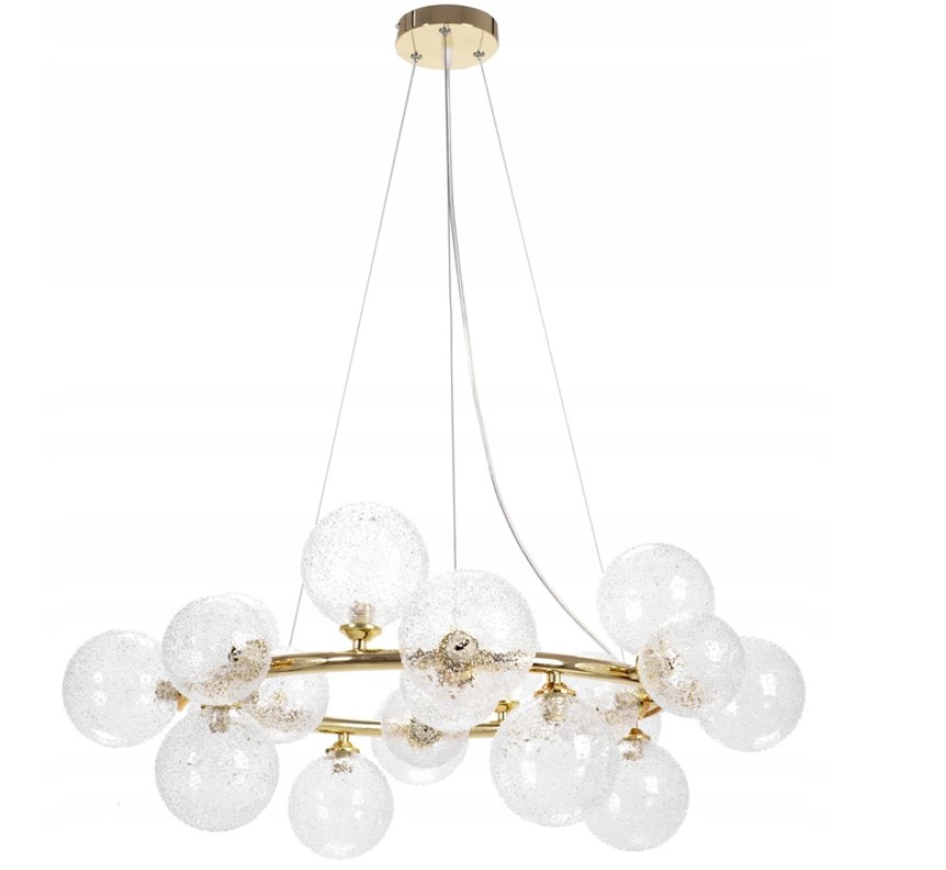 Závesná Stropná Lampa Sklenená Zlatá Glamour