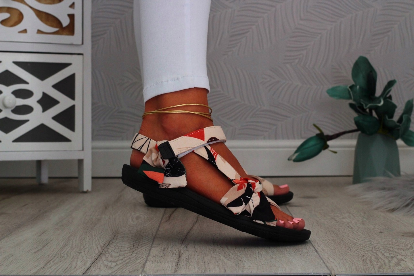 SANDAŁY DAMSKIE SANDAŁKI SPORTOWE KOKARDA RZEP Materiał zewnętrzny inny