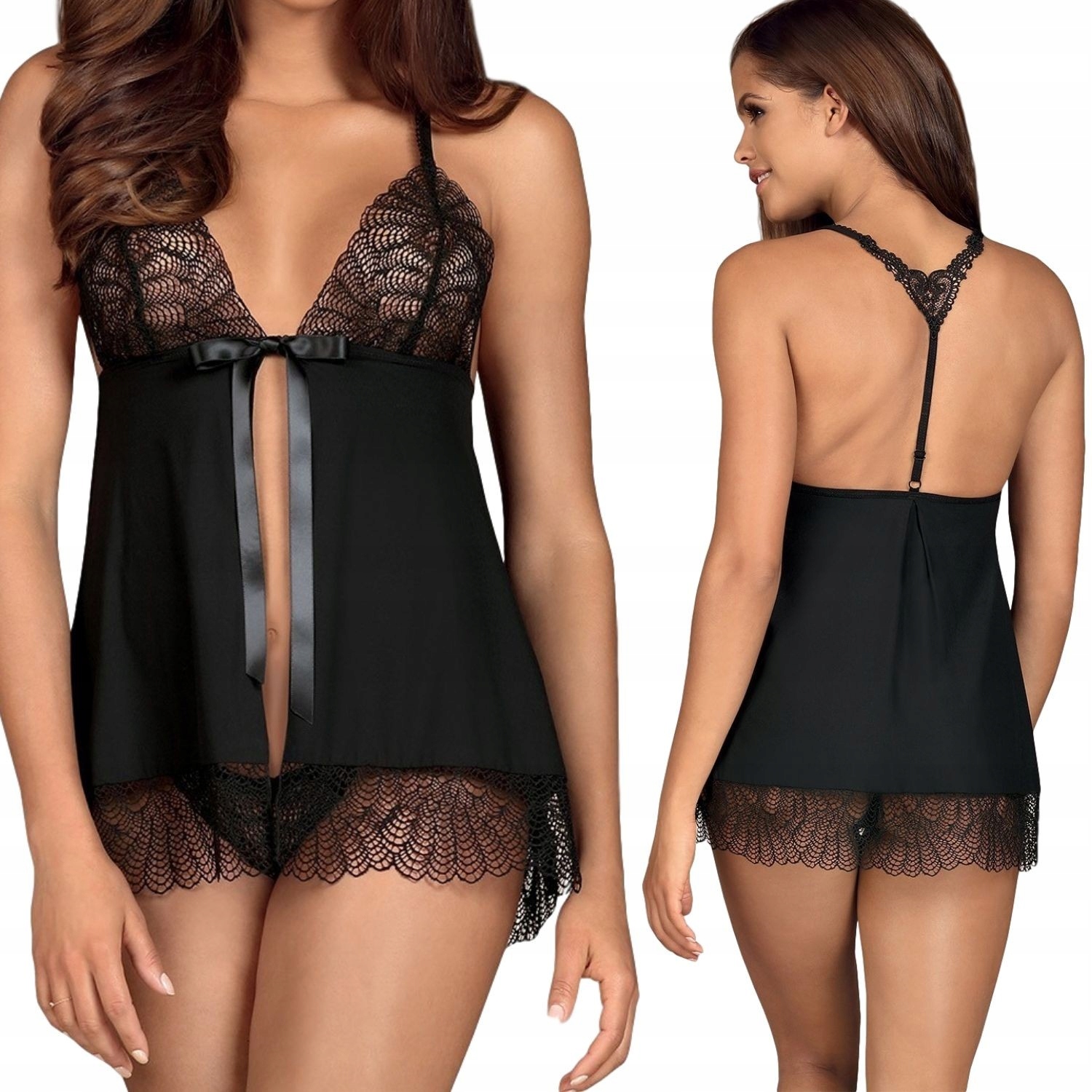 

Chiccanta babydoll i stringi czarna S/m Obsessive
